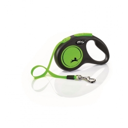 Smycz automatyczna dla psa, czarny/neonowy zielony, S, 5m, taśma max 15kg
